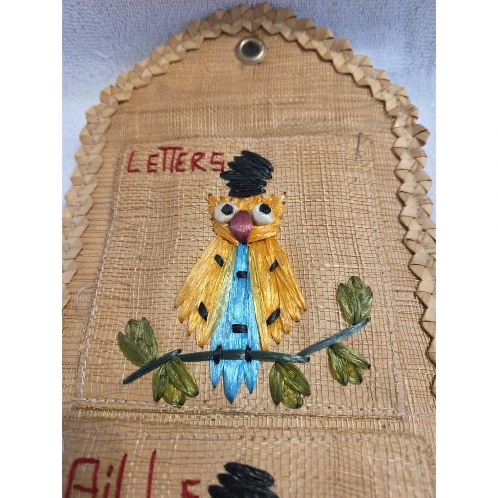 Vintage Philippines Woven‎ Wall Letters 3 Pockets Handcrafted Straw